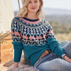 NWT Sundance Harlow Fair Isle Sweater. Teal/ blue green. Size women’s petite sm.